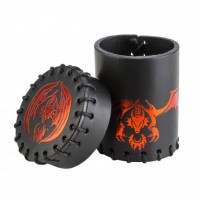 Dice Cup: Flying Dragon Black & red Leather