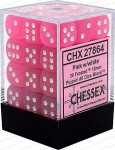 Noppasetti: Chessex Frosted - 12mm D6 Pink/white (36)