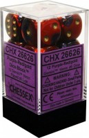 Noppasetti: Chessex Gemini - Purple-Red/gold D6 (12)