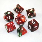 Noppasetti: Chessex Gemini - Polyhedral Green-Red/White (7)