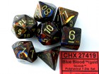 Noppasetti: Chessex Scarab - Polyhedral Blue Blood/Gold (7)