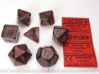 Noppasetti: Chessex Translucent – Polyhedral Smoke w/red (7)