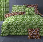 Tyynyliina: Pixel Squares - Green/Brown (43cmx43cm)