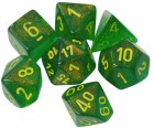 Noppasetti: Chessex Borealis Polyhedral Mable Green/Yellow (7)