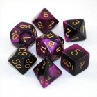 Dice Set: Chessex Gemini - Polyhedral Black-Purple/Gold (7)