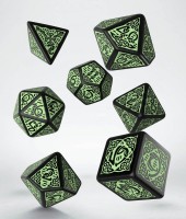 Noppasetti: Celtic 3D Revised Dice Set Black & Green (7)