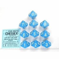 Noppasetti: Chessex Opaque - D10 Light Blue/White (10)
