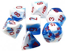 Noppasetti: Chessex Gemini - Polyhedral Astral Blue-White/Red (7)