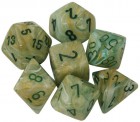 Noppasetti: Chessex Marble - Polyhedral Green/dark green (7)
