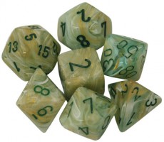 Noppasetti: Chessex Marble - Polyhedral Green/dark green (7)