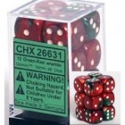 Noppasetti: Chessex Gemini - D6 Green-Red/White (12)