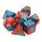 Dice Set: Chessex Gemini  Polyhedral Red-Teal w/Gold (7)
