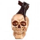 Statue: Skull with Axe in Head (17cm)