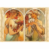 Palapeli: Alphonse Mucha - Fruit and Flower Dyptich (1000)