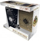 Lahjasetti: Harry Potter - Glass (400ml), Pin & Notebook (A6)