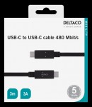 Deltaco: USB-C to USB-C 3m