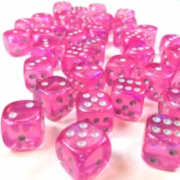 Chessex: Borealis 12mm D6 Pink/Silver Luminary (36 Dice)