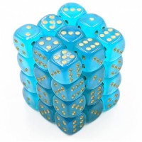 Chessex: Borealis 12mm D6 Teal/Gold Luminary (36 Dice)