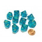 Chessex: Borealis Teal/Gold Luminary Set Of Ten D10s