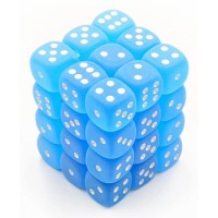 Chessex: Signature 12mm D6 Frosted Caribbean Blue/White(36 Dice)