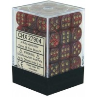 Chessex: Signature 12mm D6 Glitter Ruby/Gold (36 Dice)