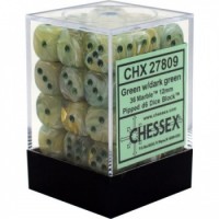 Chessex: Signature 12mm D6 Marble Green/Dark Green (36 Dice)