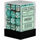 Chessex: Signature 12mm D6 Marble Oxi-Copper/White (36 Dice)