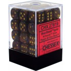 Chessex: Signature 12mm D6 Scarab Blue Blood/Gold (36 Dice)