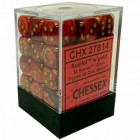 Chessex: Signature 12mm D6 Scarab Scarlet/Gold (36 Dice)