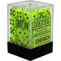 Chessex: Signature 12mm D6 Vortex Bright Green/Black (36 Dice)