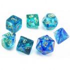 Noppasetti: Chessex - Polyhedral 7-die set Nebula Oceanic/gold