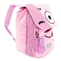 Reppu: Spirit Emoticons Pink Backpack With Flap