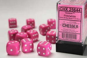 Noppasetti: Chessex Opaque D6 Pink/White (12)