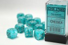 Noppasetti: Chessex Festive - 16mm D6 Aqua/Silver (12)