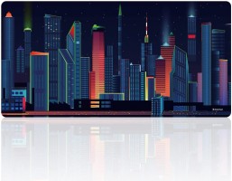 Hiirimatto: Extended Gaming Mouse Pad - Neon Cityscape (90x40)