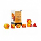 Noppasetti: Chessex Translucent Gemini - Polyhedral Red-Yellow/Gold (7)