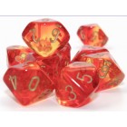 Chessex: Gemini Translucent Red-Yellow/gold Set of 10 d10s