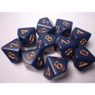 Noppasetti: Chessex Opaque - Poly D10 Dusty Blue/Gold (10)