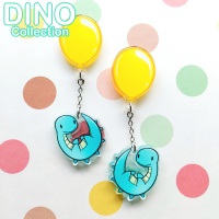Korvakorut: Dino Balloon Yellow Earrings (7cm) (Niramuchu)