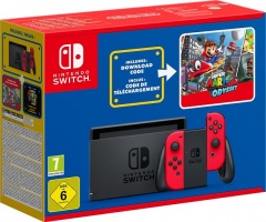 Nintendo Switch: Pelikonsoli + Super Mario Odyssey (Red)