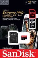 Sandisk: MicroSDXC Extreme Pro - 128gb 200mb/s A2 C10 V30 UHS-I