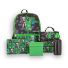 Reppu: Minecraft Creeper Zombie With Kids - 5-Piece Backpack Set