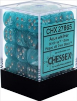 Noppasetti: Chessex Cirrus - 12mm D6 Aqua/Silver (36)