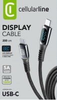 Latauskaapeli: Cellularline Display Cable - USB-C Charging Cable (2M)